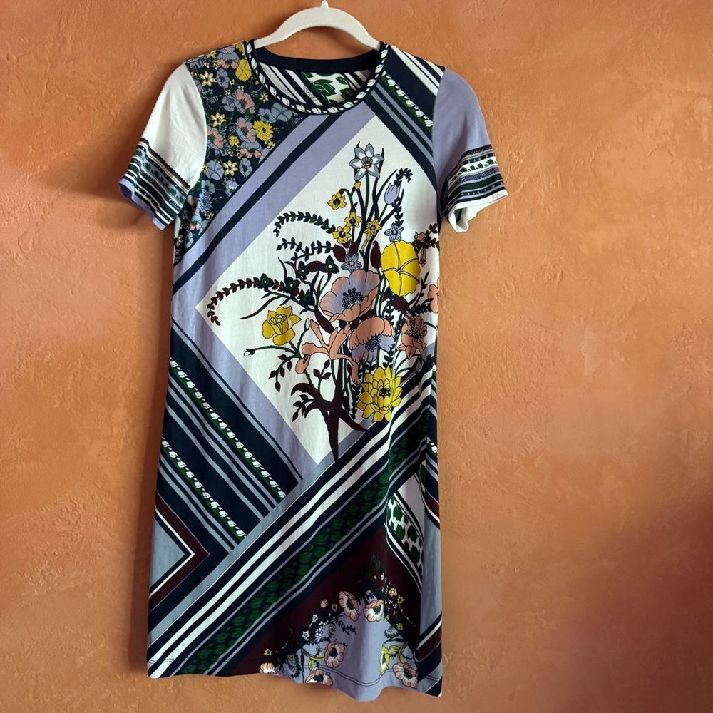Tory Burch Multi-Color Floral Graphic Shift Dress